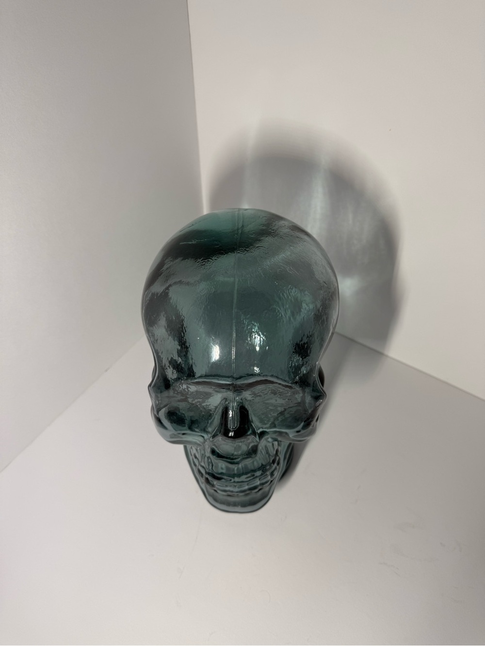 Huge Solid Glass Skull Decorative Sculpture - Green Blue - Picture 7 of 10